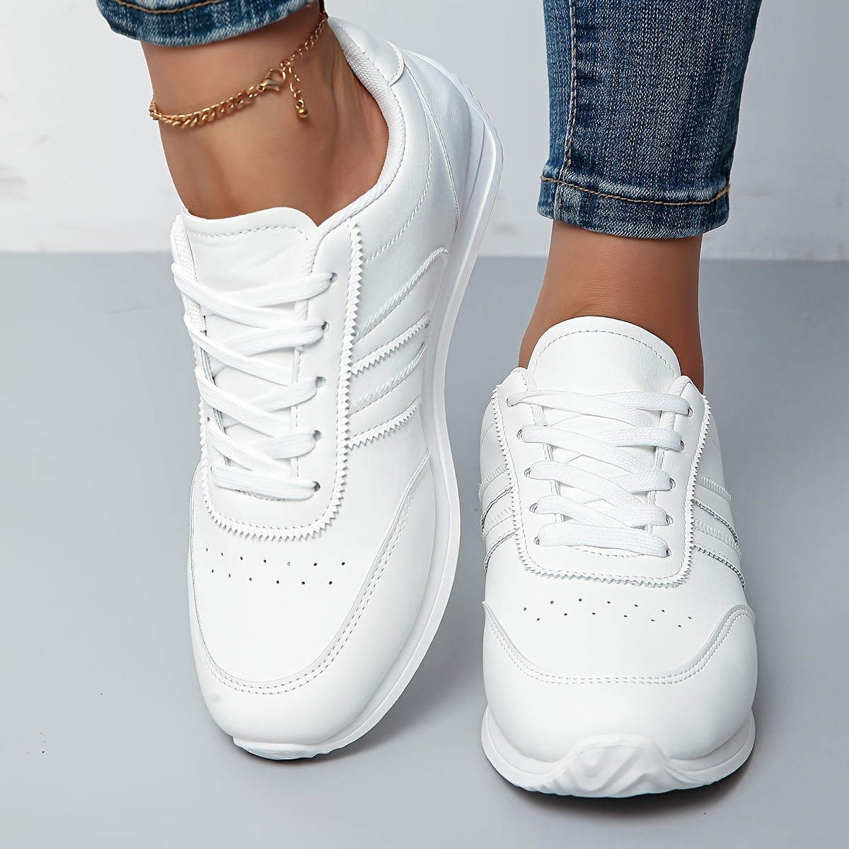 CoastLane Casual White Court Sneakers