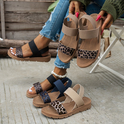 Leopard Strap Comfort Sandals