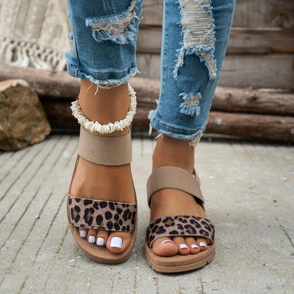 Leopard Strap Comfort Sandals