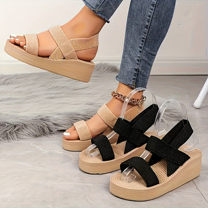 Cross Strap Platform Sandals