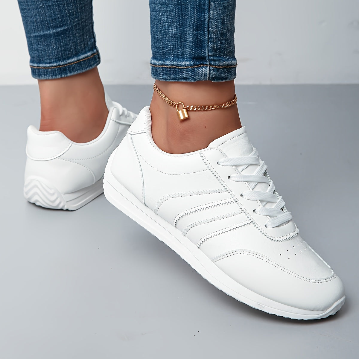 CoastLane Casual White Court Sneakers