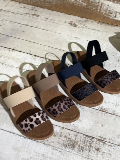 Leopard Strap Comfort Sandals