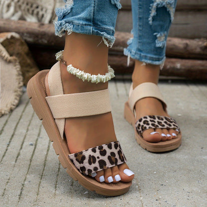 Leopard Strap Comfort Sandals