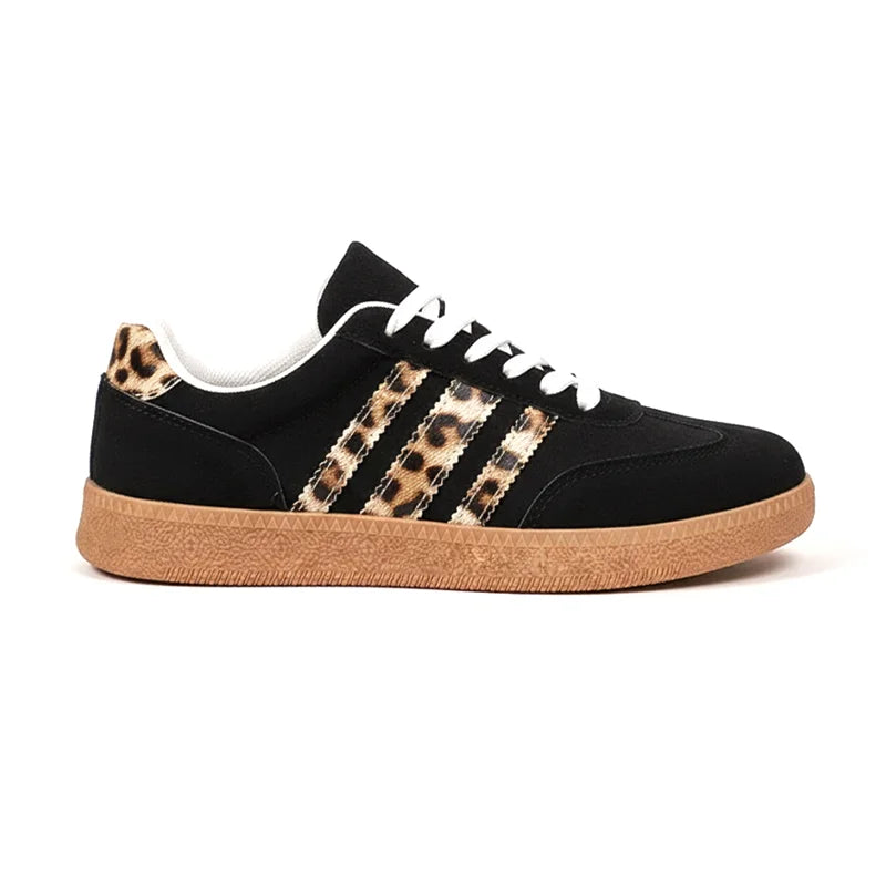 Samba Casualowe Sneakersy Damskie Leopard Czarne