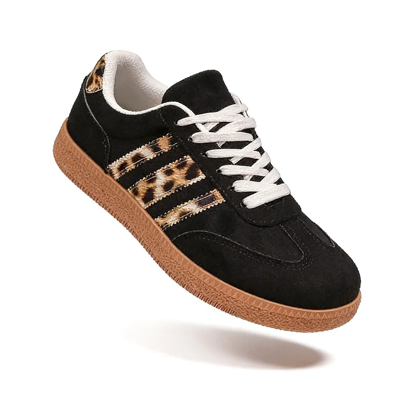 Samba Casualowe Sneakersy Damskie Leopard Czarne