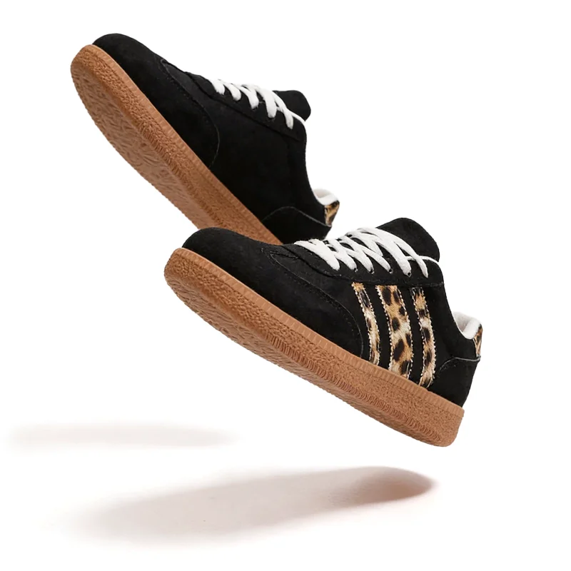 Samba Casualowe Sneakersy Damskie Leopard Czarne