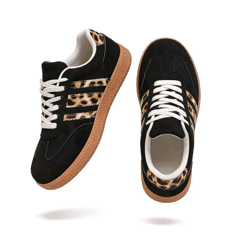 Samba Casualowe Sneakersy Damskie Leopard Czarne