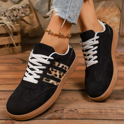 Samba Casualowe Sneakersy Damskie Leopard Czarne