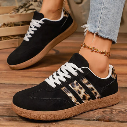 Samba Casualowe Sneakersy Damskie Leopard Czarne