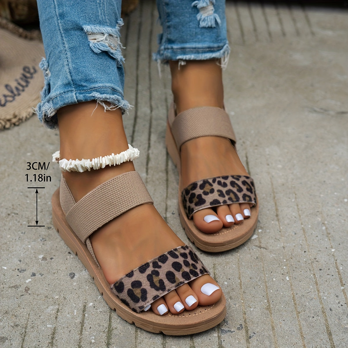 Leopard Strap Comfort Sandals